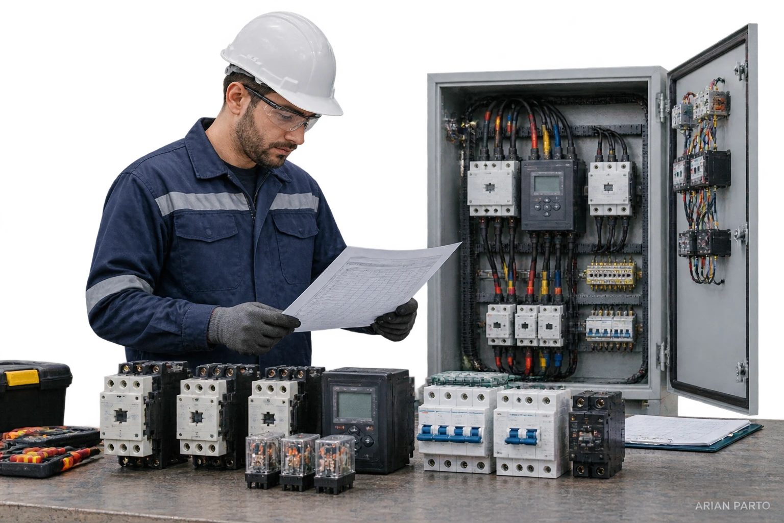 تحلیل لیست قطعات BOM و کنتاکتورهای قدرت تابلو چنج اور آرین پرتو