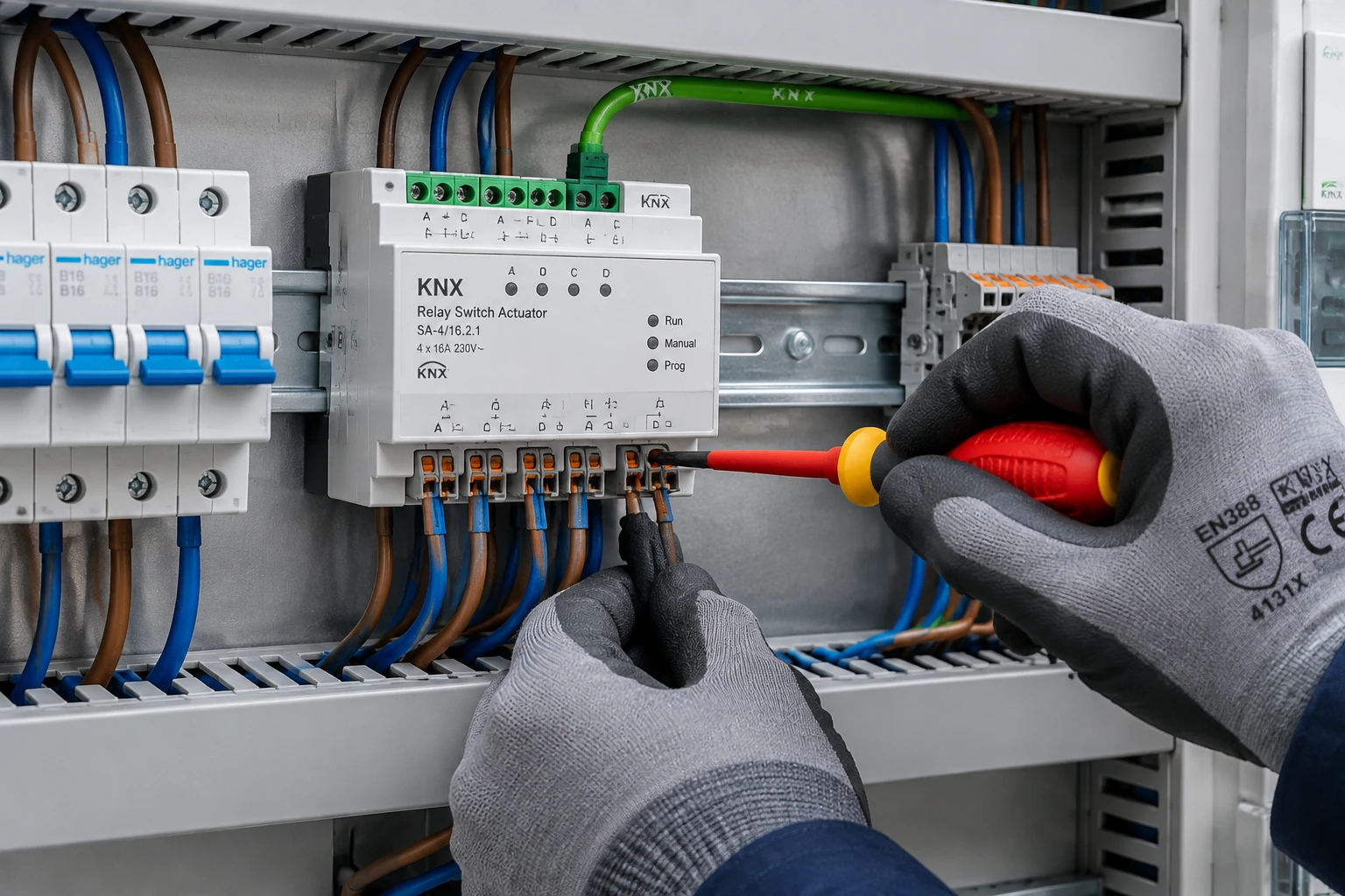 سیم کشی و آرایش ماژول های هوشمند در تابلو برق ساختمان